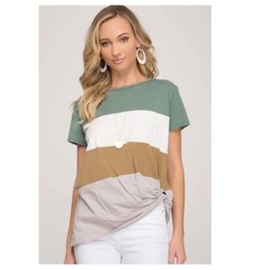 She+Sky Color Blocked Top Green/Kiwi